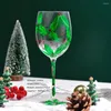 Copos de vinho com tema de natal, taça de vidro pintada à mão, coquetel, champanhe, cupes resistentes ao calor