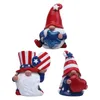 Figurine decorative 4 luglio Gnomi set da giorno di indipendenza Gnome Ornome President Election Decoration Patriotic Plush Bolls