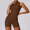 V Back Scrunch Sports Jumpsuit Women Gym Rompert rits mouwloze yoga onepiece suite sportkleding bodysuits 240322