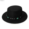 Cappelli larghi secchio secchio Luckylianji Womens Wool Vintage Felt Hat Pig Pi Bowling Turquoise Belt (57 cm/Regolazione) YQ240403