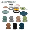 Table Mats 6pcs Silicone Coasters Round Heat Resistant Rubber Tea Cup Mat Drink Coffee Mug Glass Beverage Holder Pad Decor 10cm