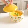 Bols mignon dessin animé en céramique petite tasse de ragoût avec couvercle sur l'eau une soupe de nid d'oiseau double oreilles conçues à l'œuf cuit à la vapeur