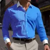 Camisas casuais masculinas listram camisa confortável para o trabalho diário Use primavera e verão tampos de mangas compridas com botão da moda