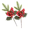 Fleurs décoratives 2pcs Christmas Artificial Red Fruit Branch Structure de meubles élégants pour Office El