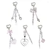 Keychains M2EA Retro Pink Y2K Schlüsselbein Perlen Bowknot Telefon Charme Lanyard Armband Armband