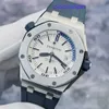 AP Calendar Wristwatch Royal Oak Offshore Series 15710ST WHITE CABLE 1/4 BLUE PRÉCISION ACTE