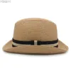 Wide Brim Hats Bucket Mens Summer Solid Str Homburg Hat Hatter Vintage Fedora trilby Sunhat Party Voyage extérieur Taille réglable YQ240403