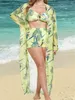 Damenbadebekleidung 3 Stück Print Cross Bikini 2024 Frauen Halfter Badeanzug Cover Up Beach Rock Badebädern Schwimmstrand Verschleiß plus Größe 4xl Y240402