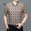 Short Sleeve Clothing Plaid Vintage in Shirts for Men Summer Loose Ice Silk Graphic Printed Polo Collar Casual Fashion Tops 240318