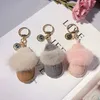 Luxury handmade mink slippers keychain simulation shoes bag pendant key chain immortal flower accessories pendant Llaveros 240320