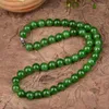 Pendentifs Femmes Vert Jade Perles Collier Dames Bijoux Fins Véritable Naturel Myanmar Jadéite Birmanie Jades Colliers De Perles Pierre Sautoirs