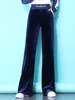 Women's Pants Velvet High Waist Straight Casual Baggy Wide Leg Pantslones Korean Spring Trousers Woman Spodnie Basic Fashion Hosen