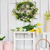 Party Decoration Egg Garland Easter Wreath With Flower Decor For Indoor Outdoor Home Garden Spring Season