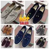 Rode ontwerper dames suède platte hak casual schoenen zomer walk loafers loro piano heren tasman jurk schoen luxe outdoor lederen sneakers mocassin slip op schoen