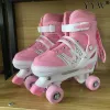 Schuhe Doppelreihe Quad Roller Skate Schuhe 4 Räder Skates Einstellbare Größe Outdoor Sport Kinder Jungen Mädchen Teenager Erwachsene Skating -Sneaker