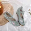 Casual Shoes Veowalk Butterfly Embroidered Women 3cm Hidden Platform Jacquard Old Beijing For Elegant Ladies Comfortable