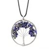 Colliers pendants Stone Crystal Charms Copper Twine Tree of Life Wrap Wrap Amethyst Tiger Eye Rose Quartz Bijoux en gros