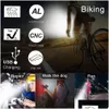 Luci di bici di alta qualità in bicicletta luminosa bicicletta 3 LED LED LIGHT LIGHT 4 MODES USB Clip coda ricaricabile Lampada impermeabile Goccia erogata Dhyrj