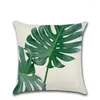 Cuscino foglia verde tropicale fresca ed elegante copertura di biancheria in lino lancio di auto decorazione per casa