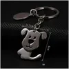 Key Rings 50Pcs Lot 360-Revoing Cat Keychain Cute Ring For Women Dog Chain Holder Portachiavi Bag Charm 216M Drop Delivery Jewelry Dhu0V