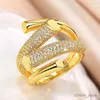 2PCS Wedding Rings Huitan Hyperbole Shape Geometric Gold Color Girl Ring Luxury Paved Sparkling CZ Daily Wear Party Fashion Versatile Women Jewelry