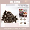 Bakvormen 1-4 Stuks Stempel Biscuit Mold 3D Cookie Plunger Cutter Kerstboom Cakevorm Snijders 2024 Xmas
