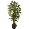 Decorative Flowers 5.5' Bamboo Artificial Plant With Planter Green Plants For Home Decor