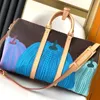 Тыквенная шелковая печать 10A 10A Traveall Bag Keepall45 Дизайнерская сумка мешок для сумочки с сумочками.