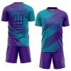 Aangepaste blauwgroen paarse sublimatie voetbal uniform trui