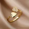 2 pezzi Anelli da sposa anelli a doppio cuore liscio per donne inossidabile