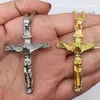 Hanger kettingen mode kruisbeeld Jezus Christus mannen sieraden goud bruin zilveren kleur metaal kruis met nekketen voor vrouwen