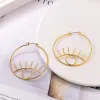 Earrings U7 Eye Circle Earrings Gold Plated Amulet Protection Lucky Fashion Jewelry Jewish Hoop Earrings for Women Girls