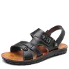 Sandalen mannen echt leer twee manieren dragen sandalen mannelijke massief metaal decoratie casual slippers zomer huid vriendelijke slijtage schoenen