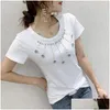 T-shirts pour femmes T-shirts Camiseta Feminina 2022 T-shirts de perles d'été