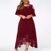 Womens Plus Size T-Shirt Dr L-5Xl Lace Mesh Y Elegant Midi Party Off Shoder Ladies Dres Loose Hellow Clothing Vestido 85Io Drop Delive Dha3U