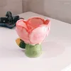 Kupalar lale çiçek kupa hediye yaratıcı seramik mum tutucu kawaii ev dekorasyon aksesuarları kahve fincanı çay bardağı
