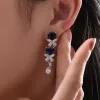 Boucles d'oreilles oevas 100% 925 argent sterling 8 * 8 mm coeur corundum synthétique sapphir baisses d'oreilles pour femmes bijoux diamants diamants à haute teneur en carbone