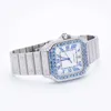 Lyxanpassad isad VVS 1 / VS1 GRA -certifierad svar Studdad Moissanite Diamond Bezel / Band Watch med läder