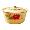 Bowls Retro Vintage Enamel Bowl With Lid Salad Serving Pot Multifunctional Mixing Metal Fruit Cereal Container For Noodle Rice Ramen