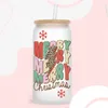 Adesivi per finestre UV DTF Adesivo di trasferimento Merry Christmas per i bicchieri da 16 once Libbey Waps Bottles Cup Can Decals personalizzati impermeabili D4406