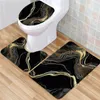 Bath Mats Marble Striped Mat Set Crack Gold Texture Luxury Stone Grain Low Pile Memory Foam Toilet Cover U-Shaped Carpet