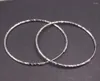 Kolczyki obręcze Real Solid 925 srebrne kobiety Lucky 55 mm rzeźbiony twill okrągły duży