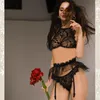 Bras stelt exotische lingerie set vrouwen y Underwear pyjama's transparante mini rok draadloze bh -string met kousenband intieme paren drop de dhirg