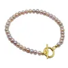 High-grade natural 5-6mm purple pink simplicity gentle freshwater pearl bracelet long 18.5cm