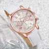 Montre-bracelets 5pcs / set Femmes Watches White Turquoise Perles Bracelets Set Fashion Genève Watch Leather Band Quartz Quartz Wristwatch (sans boîte)