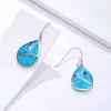Earrings MYOP 925 Sterling Silver Long Earrings For Women Cute Blue White Fire Opal Pyriform Earrings Simple Female Drop Earrings