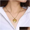 Pendant Necklaces 2Pcs Stainless Steel Heart Shaped Jewelry Gift Diy Necklace Po Picture Locket Frames Drop Delivery Dh7La