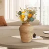 Vase Rattan Vase Flower Potヴィンテージスタイルテーブルセンターピースエルアレンジメントホームベッドルームファームハウス用