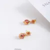 Stud-oorbellen Europese en Amerikaanse sieraden Handgeschilderde emailglazuur Kleine delicate granaatappelbloemen Zoet temperament