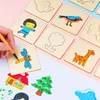 Детский деревянный шаблон рисования DIY Montessori Toys Diy Детские граффити живопись